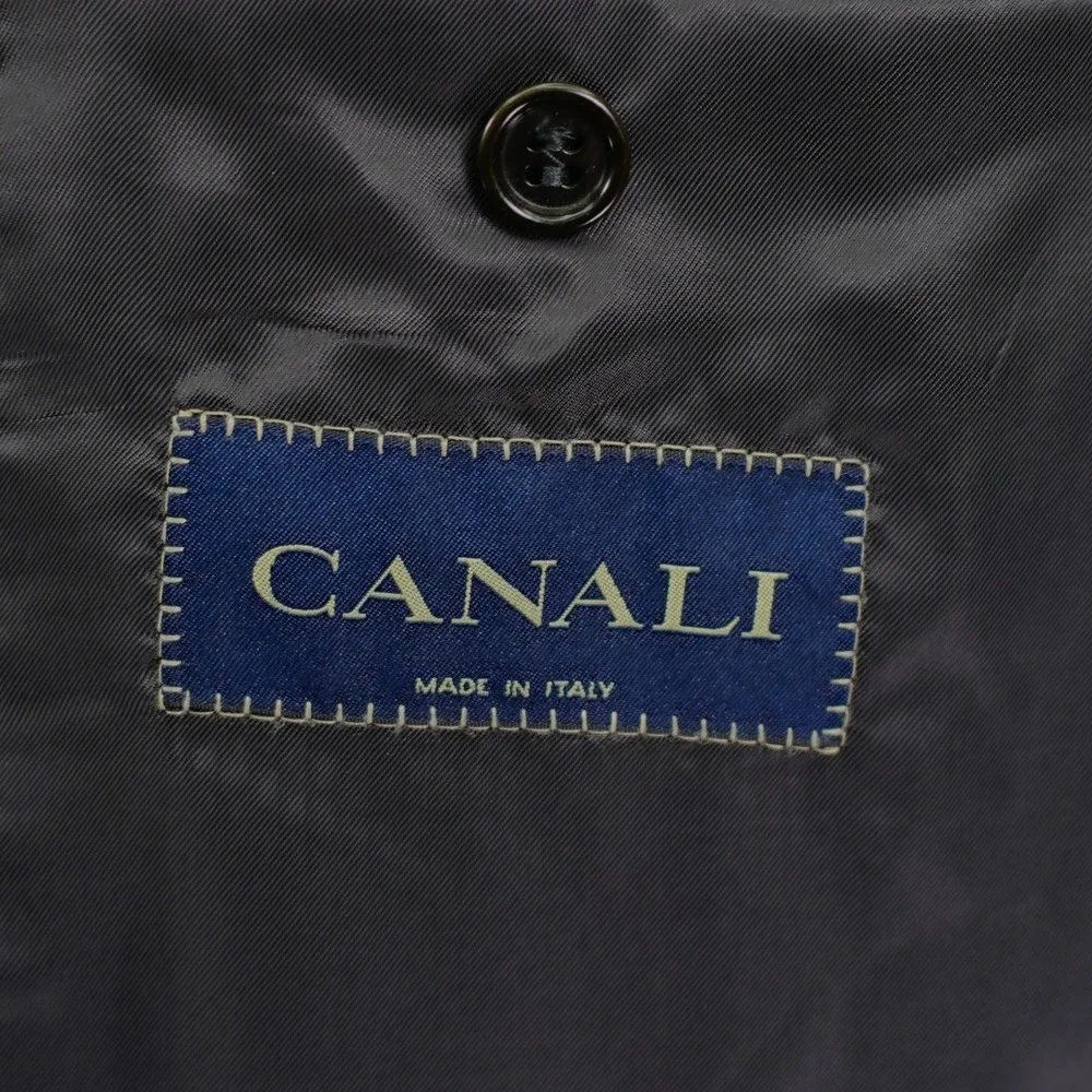 Canali Saks Fifth‎ Ave Super 120's Flannel Wool Striped Gray Suit Jacket 42L